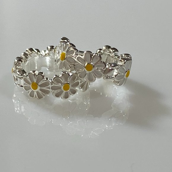 Sterling Silver Daisy Huggie Hoop Earrings - Picture 8 of 9